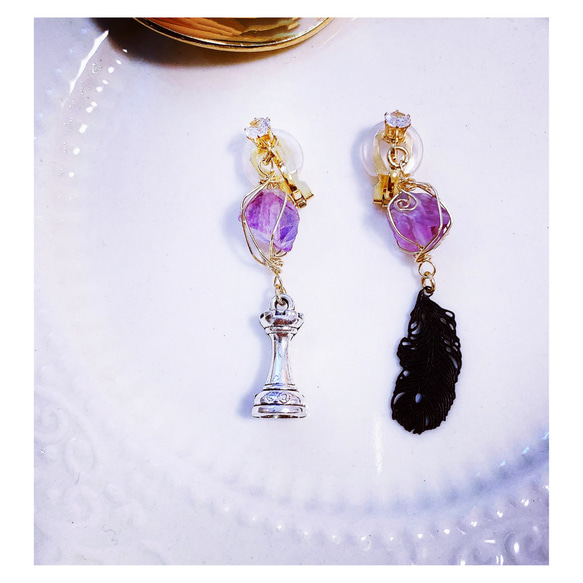 ルークのピアス / イヤリング 》レインボーフローライト×14KGF