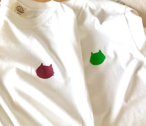 小豆にゃんこ＊地球に優しいオーガニックコットンTシャツ(ナチュラルホワイト) 3枚目の画像
