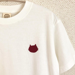 小豆にゃんこ＊地球に優しいオーガニックコットンTシャツ(ナチュラルホワイト) 1枚目の画像