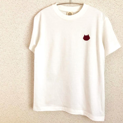 小豆にゃんこ＊地球に優しいオーガニックコットンTシャツ(ナチュラルホワイト) 2枚目の画像