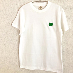 Greenにゃんこ＊地球に優しいオーガニックコットンTシャツ(ナチュラルホワイト) 2枚目の画像