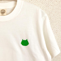 Greenにゃんこ＊地球に優しいオーガニックコットンTシャツ(ナチュラルホワイト) 1枚目の画像