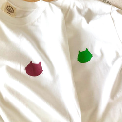 Greenにゃんこ＊地球に優しいオーガニックコットンTシャツ(ナチュラルホワイト) 3枚目の画像