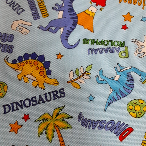 恐竜柄 ブルー 子供エプロン、三角巾セット 男の子、 (100ー110