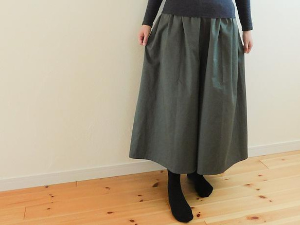 ～上品な佇まいが魅力的～[シームポケット]スラブダブルガーゼのガウチョパンツ・すみれ色 2枚目の画像