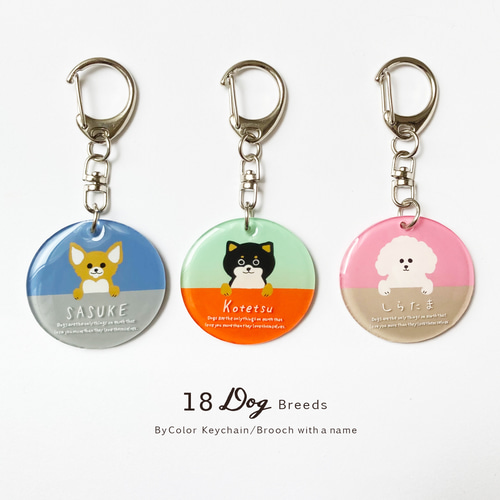 うちの子素材確認用 オーダー品》18犬種/3カラー選べる 名入れ うちの子キーホルダー