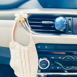 母の日　車内ビジューフラワーフック　マスク掛け　コード掛け　モチーフ　チャーム　可愛い　収納　カーグッズ　車用品 1枚目の画像