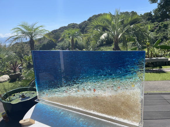 インテリアパネル 瑠璃色の海の  立てかけパネル60cm×30cm×5cm 4枚目の画像