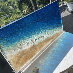 インテリアパネル 瑠璃色の海の  立てかけパネル60cm×30cm×5cm 2枚目の画像