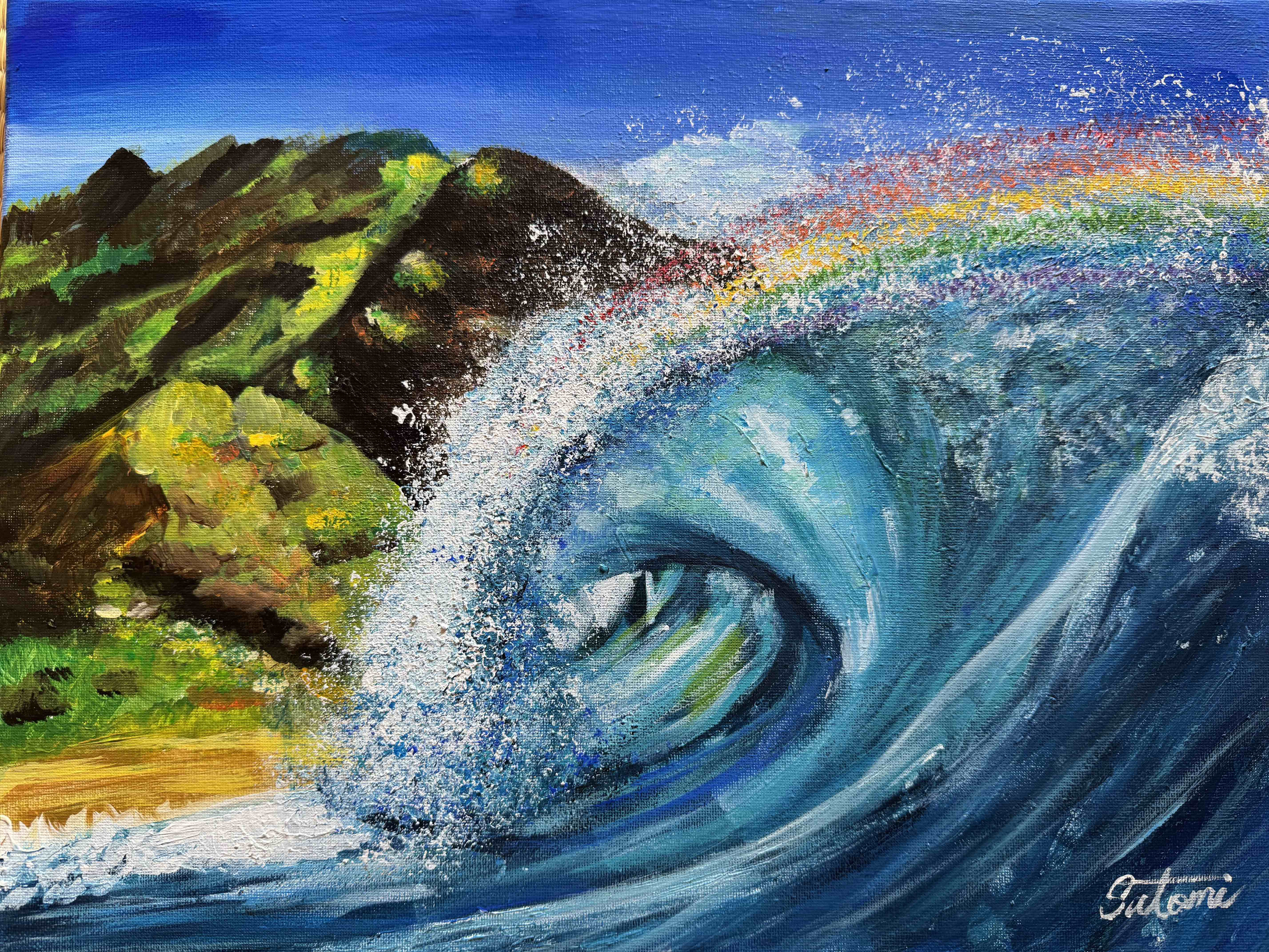 【原画】　Rainbow Wave!!　キャンバス　F6