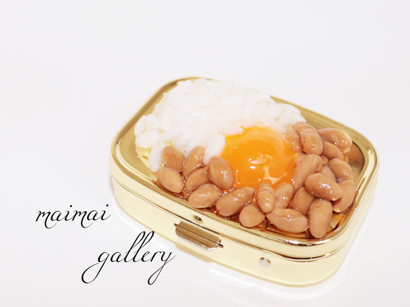 生卵掛け納豆ご飯♡ピルケース フェイクフード 1枚目の画像