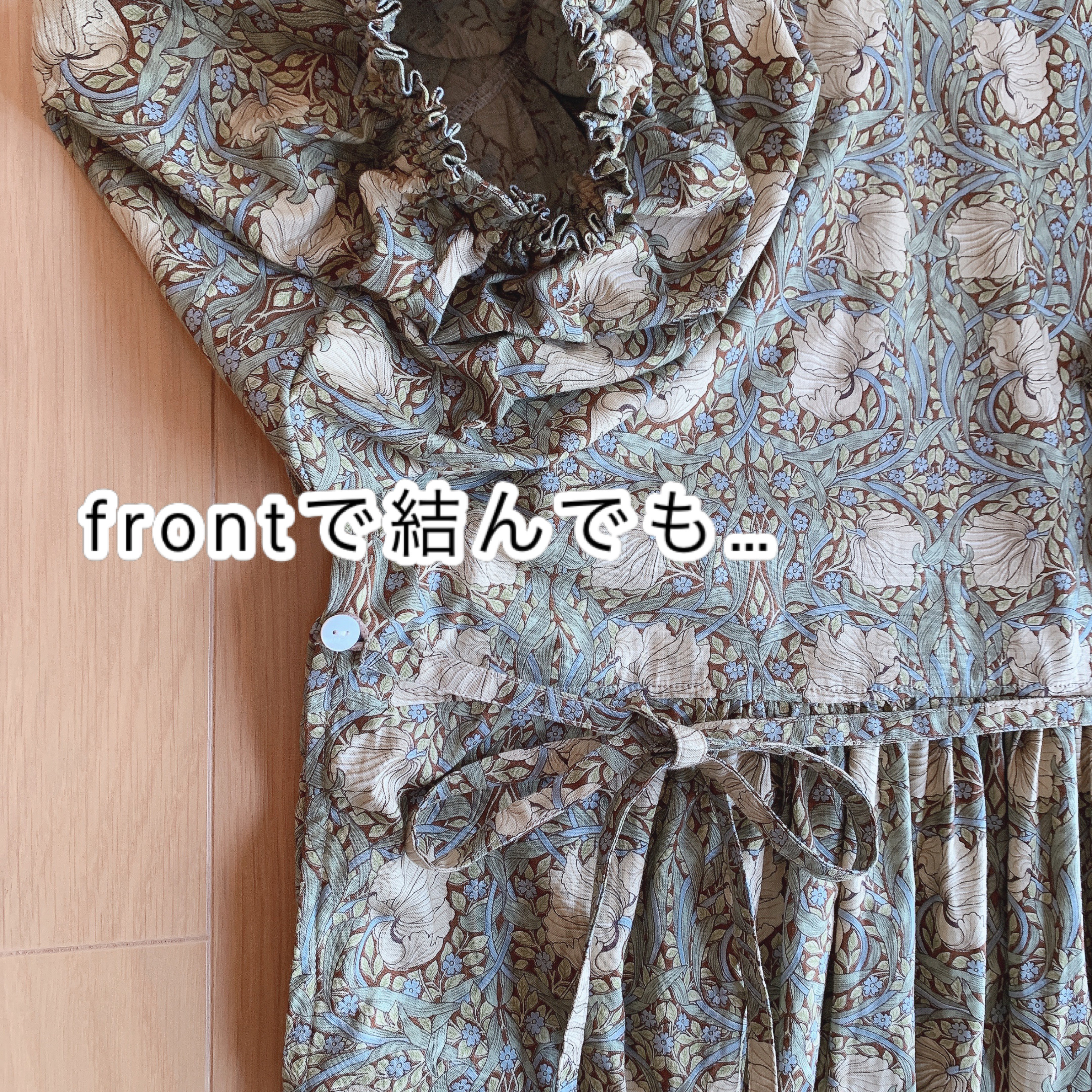 ☆Newカラー☆バックリボン☆ラウンドネック☆ウィリアムモリス☆ピンパーネルワンピース☆バルーン袖☆カスタムオーダー☆