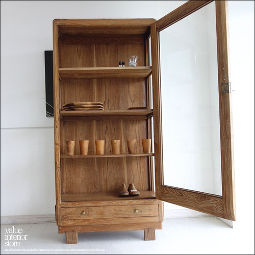 チーク無垢材 ヴィンテージキャビネットI 食器棚 ショーケース 陳列棚