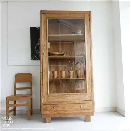 チーク無垢材 ヴィンテージキャビネットI 食器棚 ショーケース 陳列棚