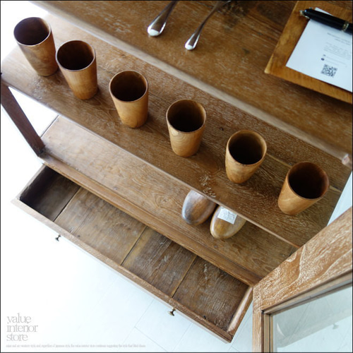 チーク無垢材 ヴィンテージキャビネットI 食器棚 ショーケース 陳列棚