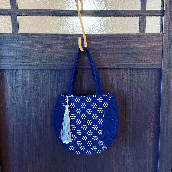 【ほっこり可愛い藍印花布のSmall bag】 3枚目の画像