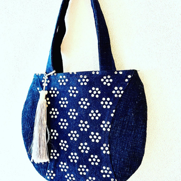 【ほっこり可愛い藍印花布のSmall bag】 2枚目の画像