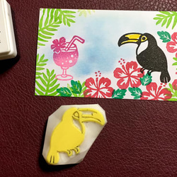 南国の鳥 オオハシの消しゴムはんこ（持ち手つき） はんこ・スタンプ