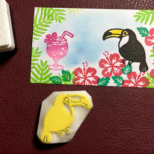 南国の鳥 オオハシの消しゴムはんこ（持ち手つき） はんこ・スタンプ