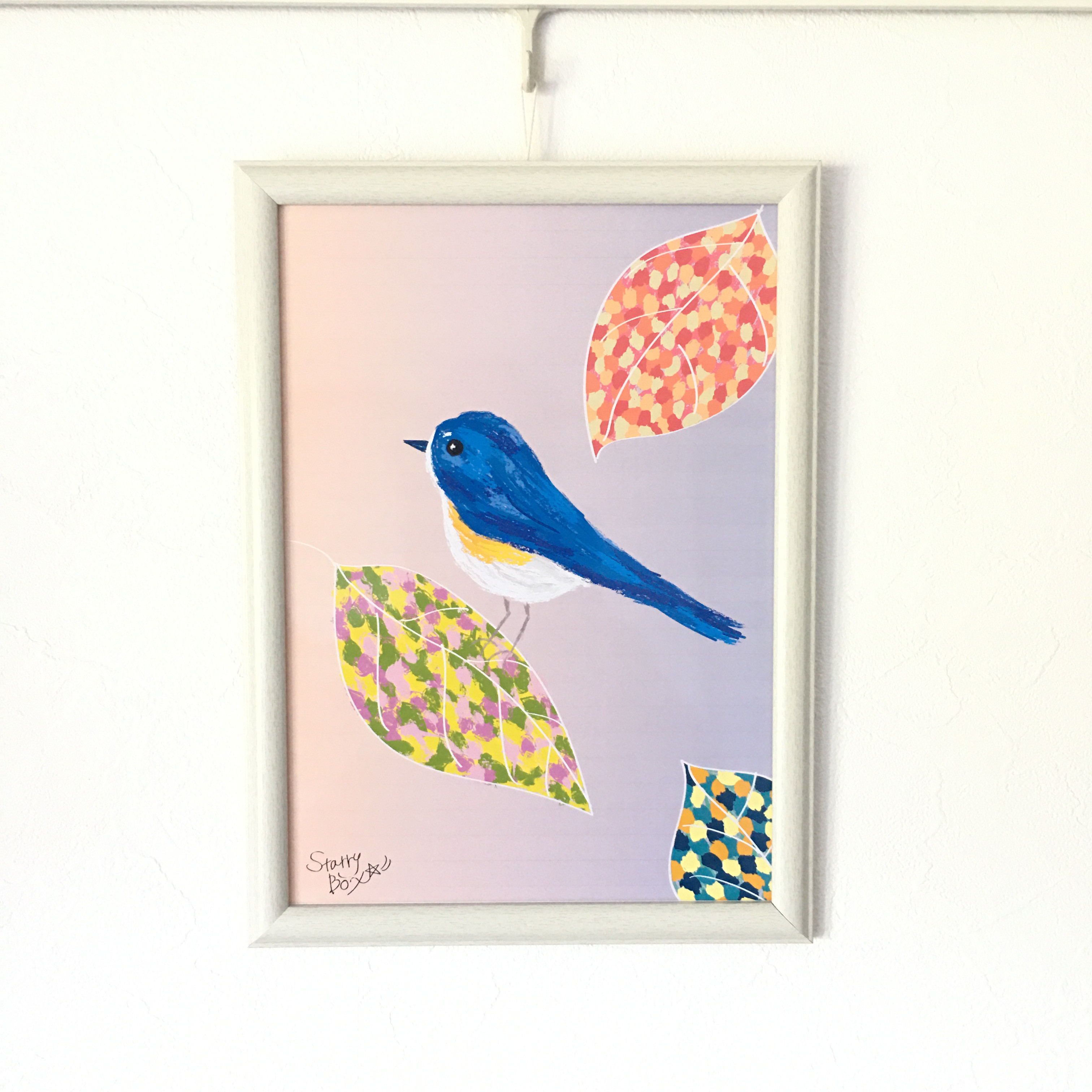 青い鳥 幸せの青い鳥 留め置き 原画 幸福 油彩画