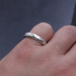 指輪 メンズ : K18 菊紋 ドット 岩石 鎚目 槌目 甲丸 シルバー リング 5mm幅 12～27号 シンプル 10枚目の画像
