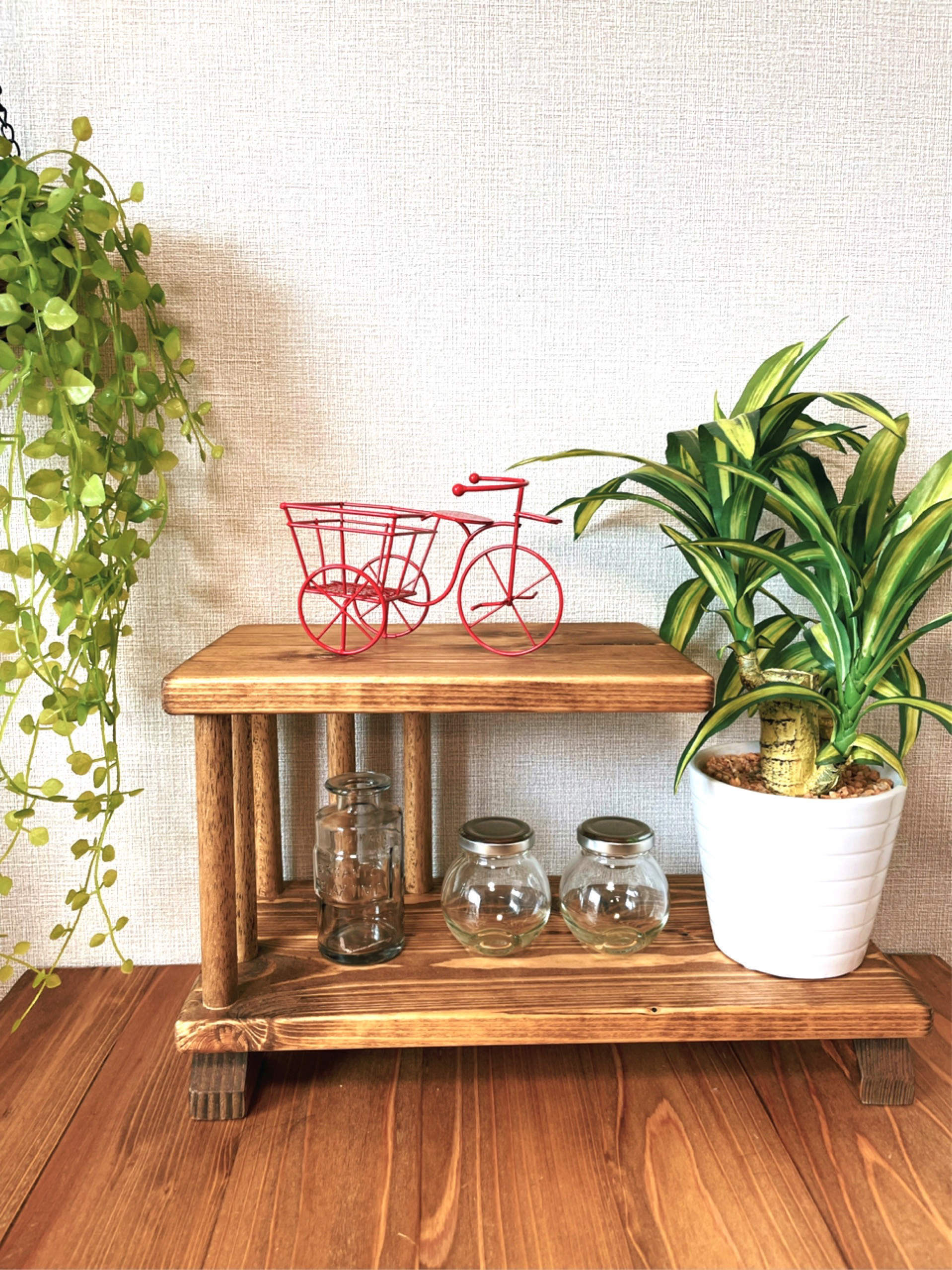 脚付き飾り棚◆観葉植物ラック◆置型シェルフ◆カラー変更可