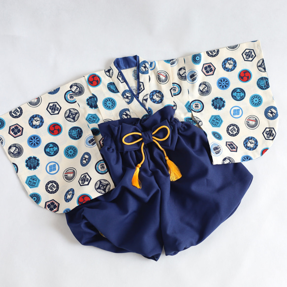 70/ふうせん袴（濃紺)＊「電車柄」着物✧˖°⌖꙳✧˖°ベビー袴