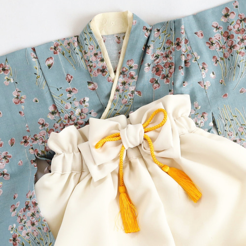 70/ふうせん袴(生成)＊すみれ着物(スカイブルー）✧˖°⌖꙳✧˖°ベビー袴