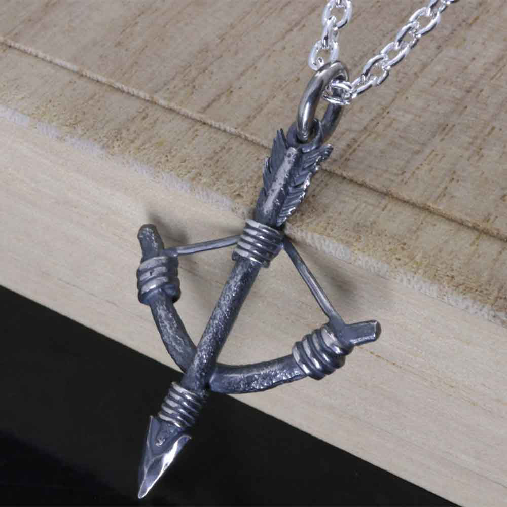 ネックレス メンズ : 生 弓矢 ペンダント SIZE：M 燻し仕上げ 矢 弓 矢尻 シンプル ブランド