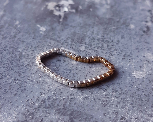 SV925 バイカラーロロチェーンリング 大人のアクセサリー シンプル