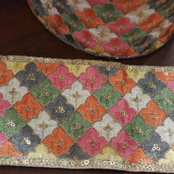 インド刺繍リボン ブレード　8cm幅　ピンク (7) 1枚目の画像