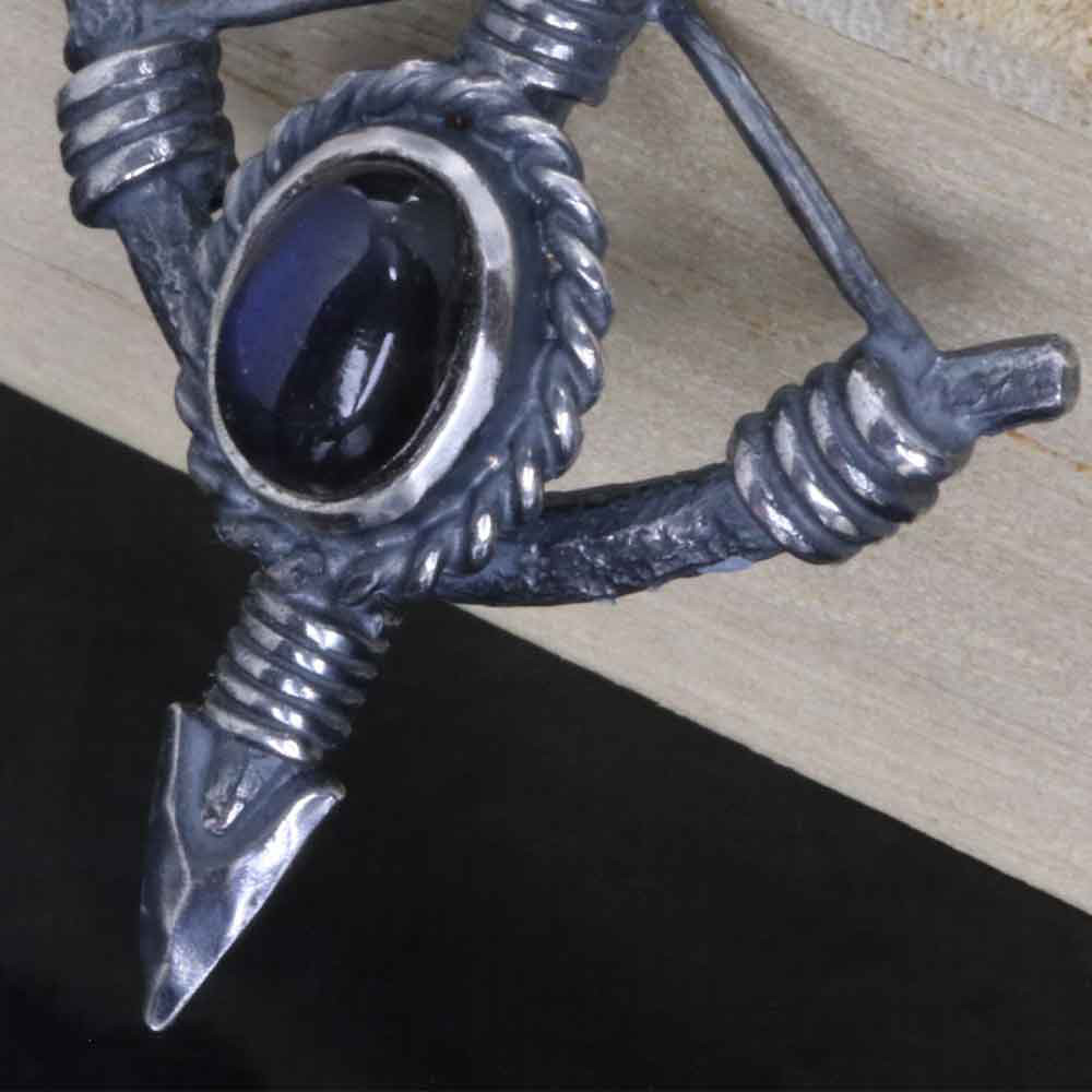 ネックレス メンズ : 生 弓矢 ペンダント SIZE：M 燻し仕上げ 矢 弓 矢尻 シンプル ブランド 天然石選択可能