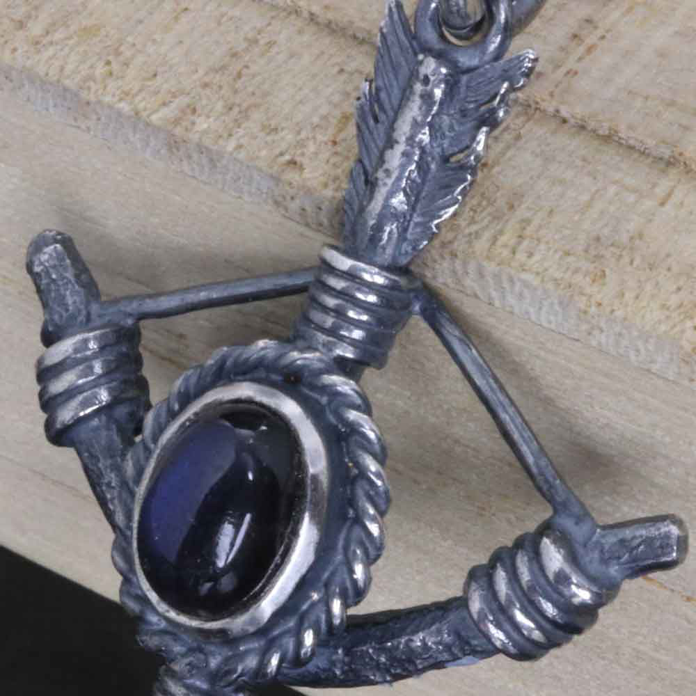 ネックレス メンズ : 生 弓矢 ペンダント SIZE：M 燻し仕上げ 矢 弓 矢尻 シンプル ブランド 天然石選択可能