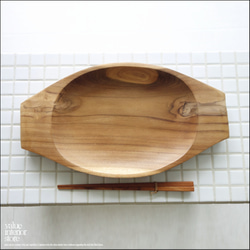 チーク無垢材 ランチプレート35cm 木皿 木のお皿 中皿 大皿 木製食器 ウッドプレート ナチュラル 木製皿 三大銘木 5枚目の画像