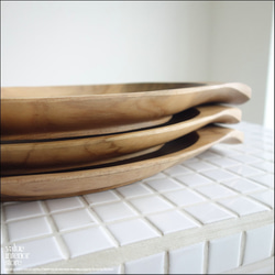 チーク無垢材 ランチプレート35cm 木皿 木のお皿 中皿 大皿 木製食器 ウッドプレート ナチュラル 木製皿 三大銘木 4枚目の画像