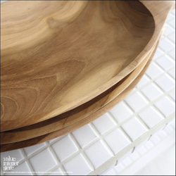 チーク無垢材 ランチプレート35cm 木皿 木のお皿 中皿 大皿 木製食器 ウッドプレート ナチュラル 木製皿 三大銘木 6枚目の画像
