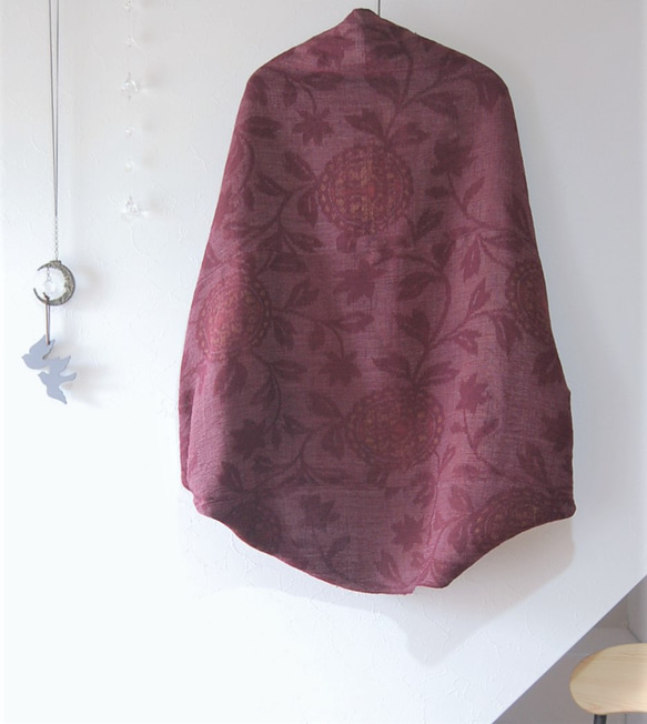 小千谷紬　華紋柄のはおり　着物リメイク 4枚目の画像