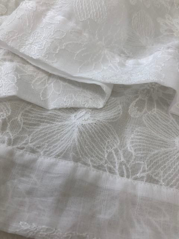 夏セール　made in France 白 総刺繍 高級 綿ローン  ギャザースカート  ショール付き 10枚目の画像