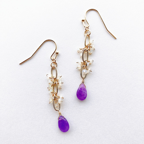 天然石 14kgf 高品質 希少石 ハックマナイト ピアス エチオピア