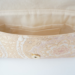 [Gold Hanatate Waki Pattern Silk Obi Remake 2-Way Clutch Bag &am 第6張的照片