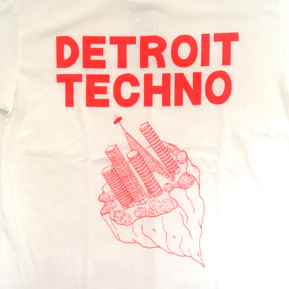 テクノTシャツ「デトロイトテクノ（DETROIT TECHNO）」ホワイト Mサイズ WATERFALLオリジナル 2枚目の画像