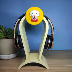 【訂做】工匠手工木製耳機架3D肖像我的孩子，心愛的狗，心愛的貓娃娃，桌面收納，音樂愛好者，遊戲玩家 第6張的照片