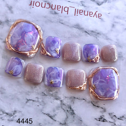 サイズオーダー 4445 ペディキュア パープル フラワー あじさい 紫  