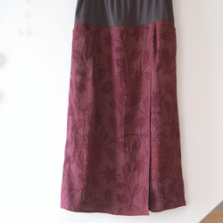 小千谷紬　華紋柄のラップ風スカート　着物リメイク 3枚目の画像