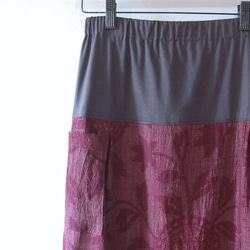 小千谷紬　華紋柄のラップ風スカート　着物リメイク 1枚目の画像