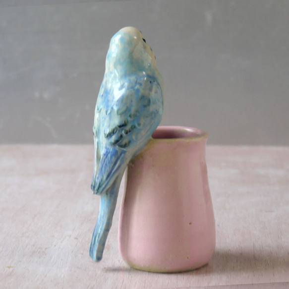 虎皮鸚鵡單花瓶（陶小鳥物） 第6張的照片