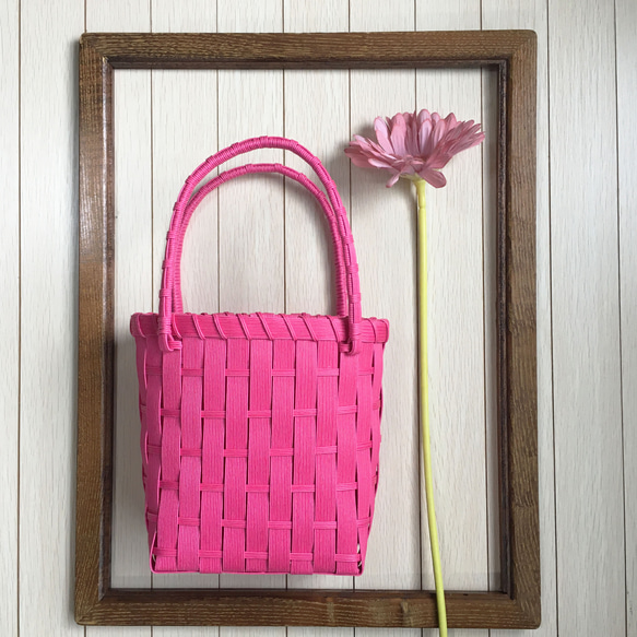 送料無料】クラフトバンド「ちょっとそこまで」舟形かごバッグ ピンク