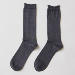 [補貨] 亞麻針織襪（炭色）女士 第1張的照片