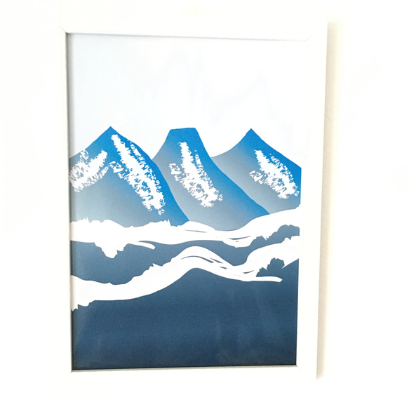 「白馬三山」インテリア絵画ポスター　(絵画プリント＋額装付き) 3枚目の画像