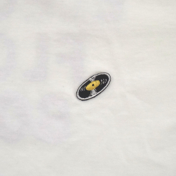 「レコードワッペン半袖Tシャツ（ELECTRIC FLOWER）」 ホワイト Lサイズ WATERFALLオリジナル 6枚目の画像
